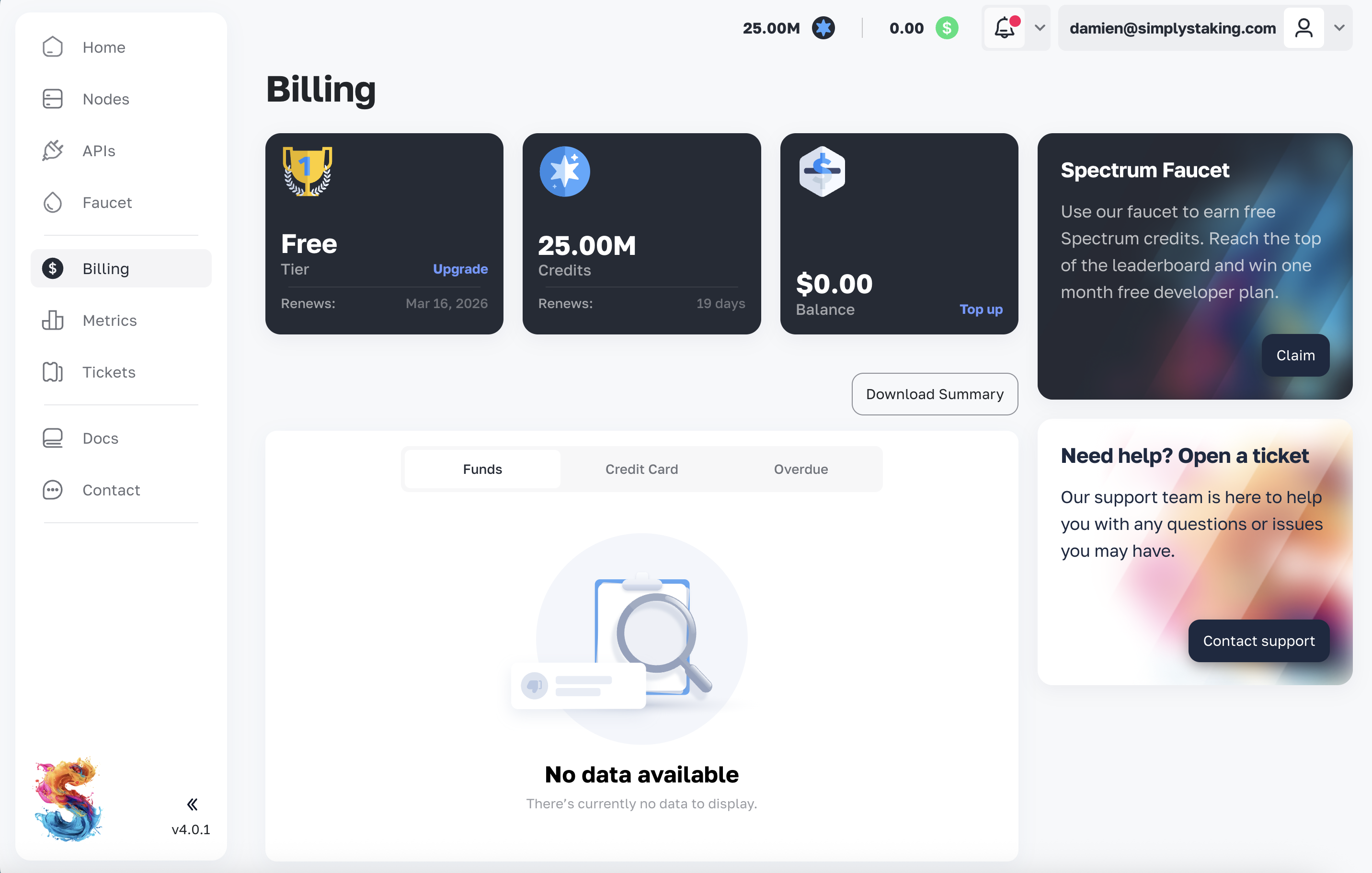 Billing main view