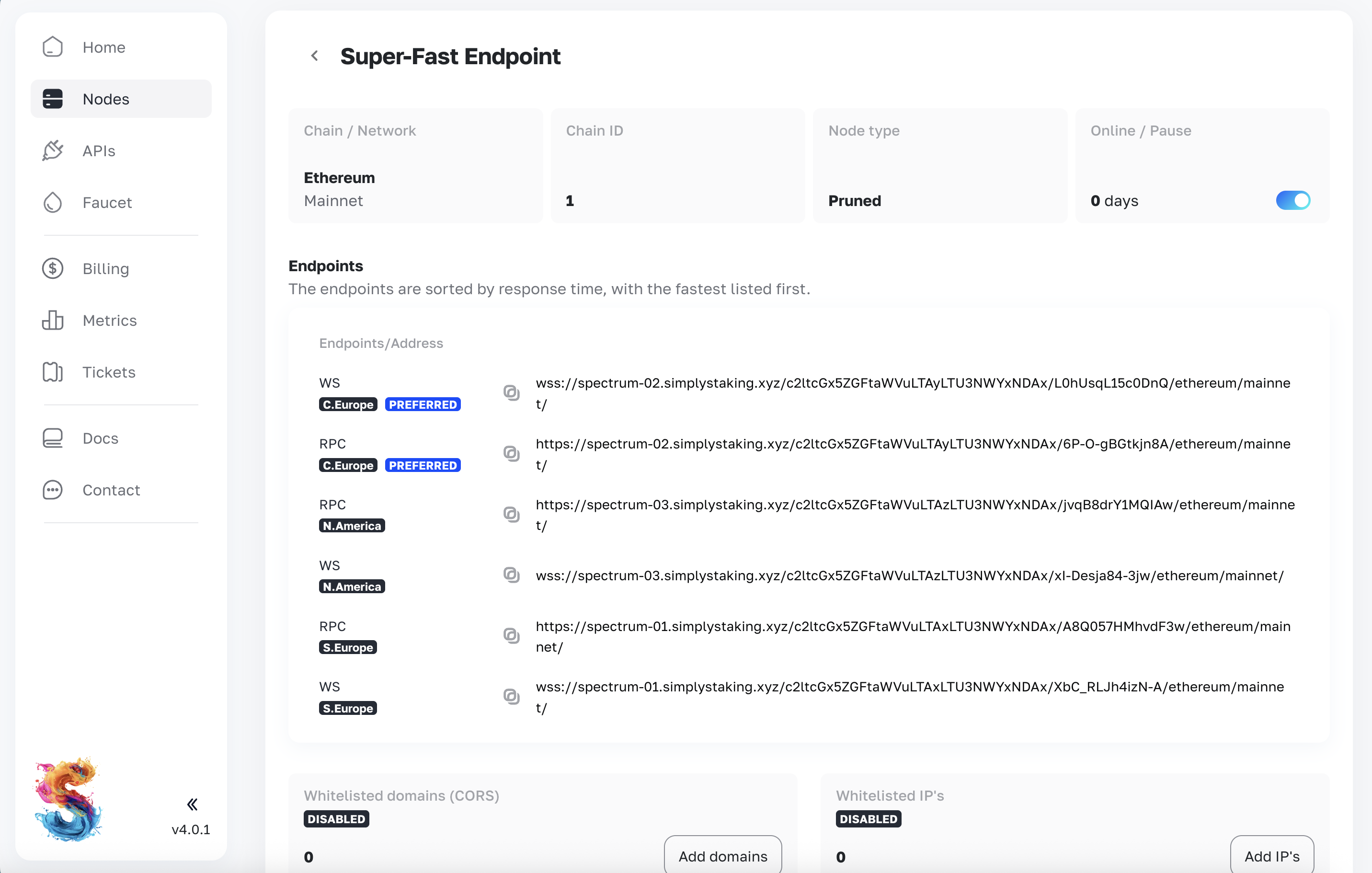 Endpoint regions