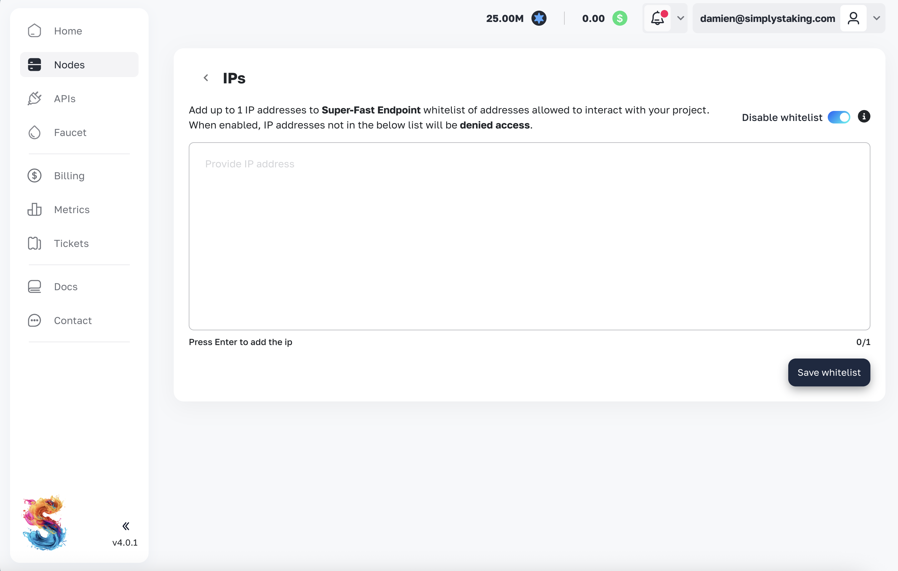 IP whitelist configuration