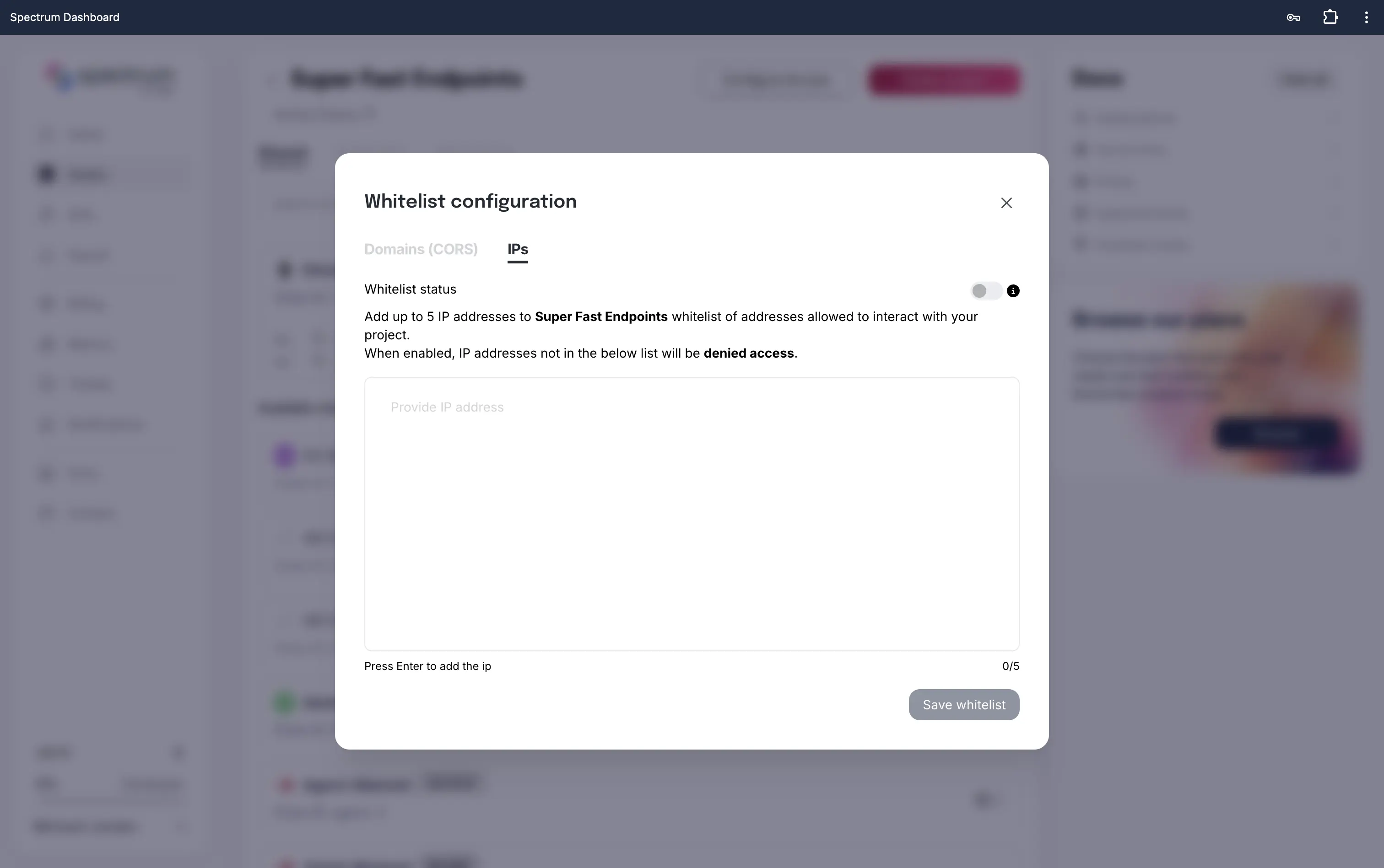 IP whitelist configuration