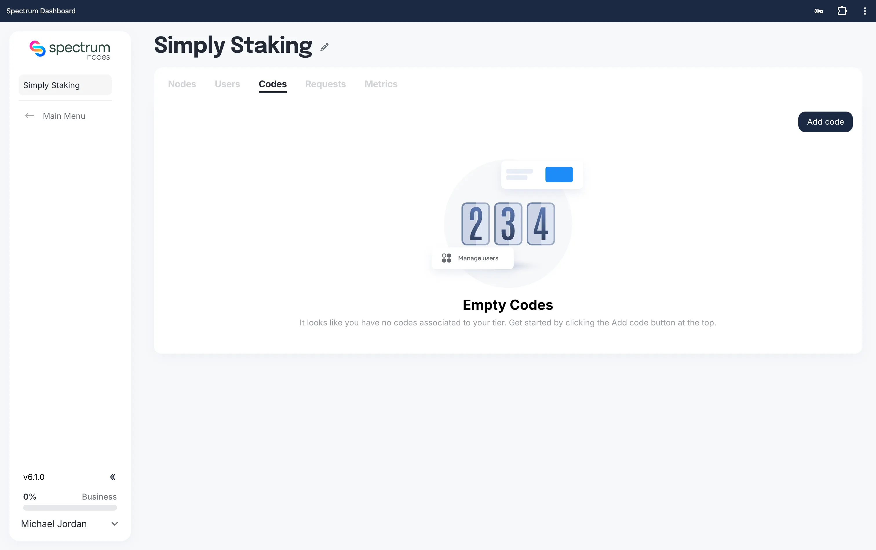 Codes tab