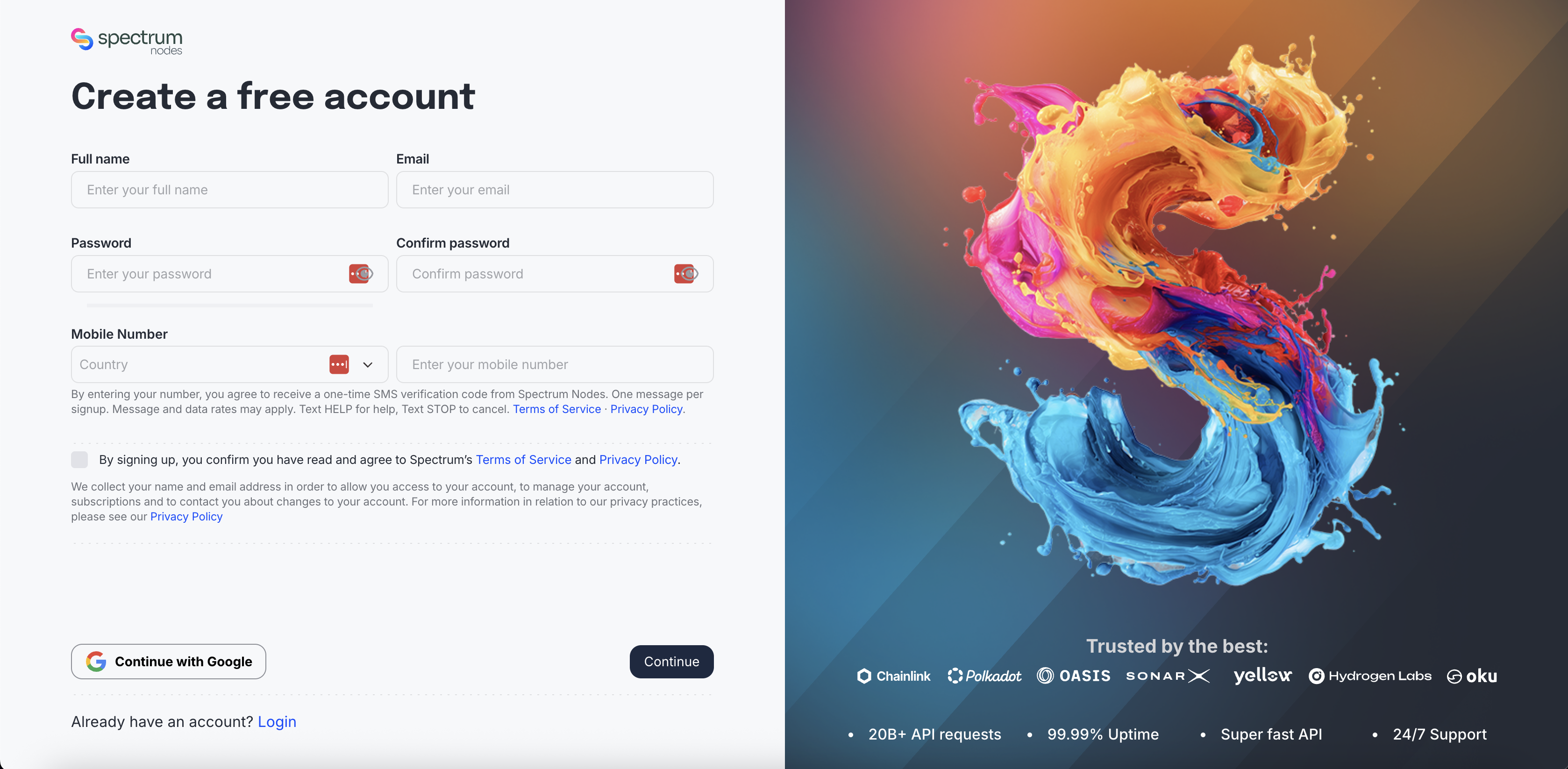 Sign-up form