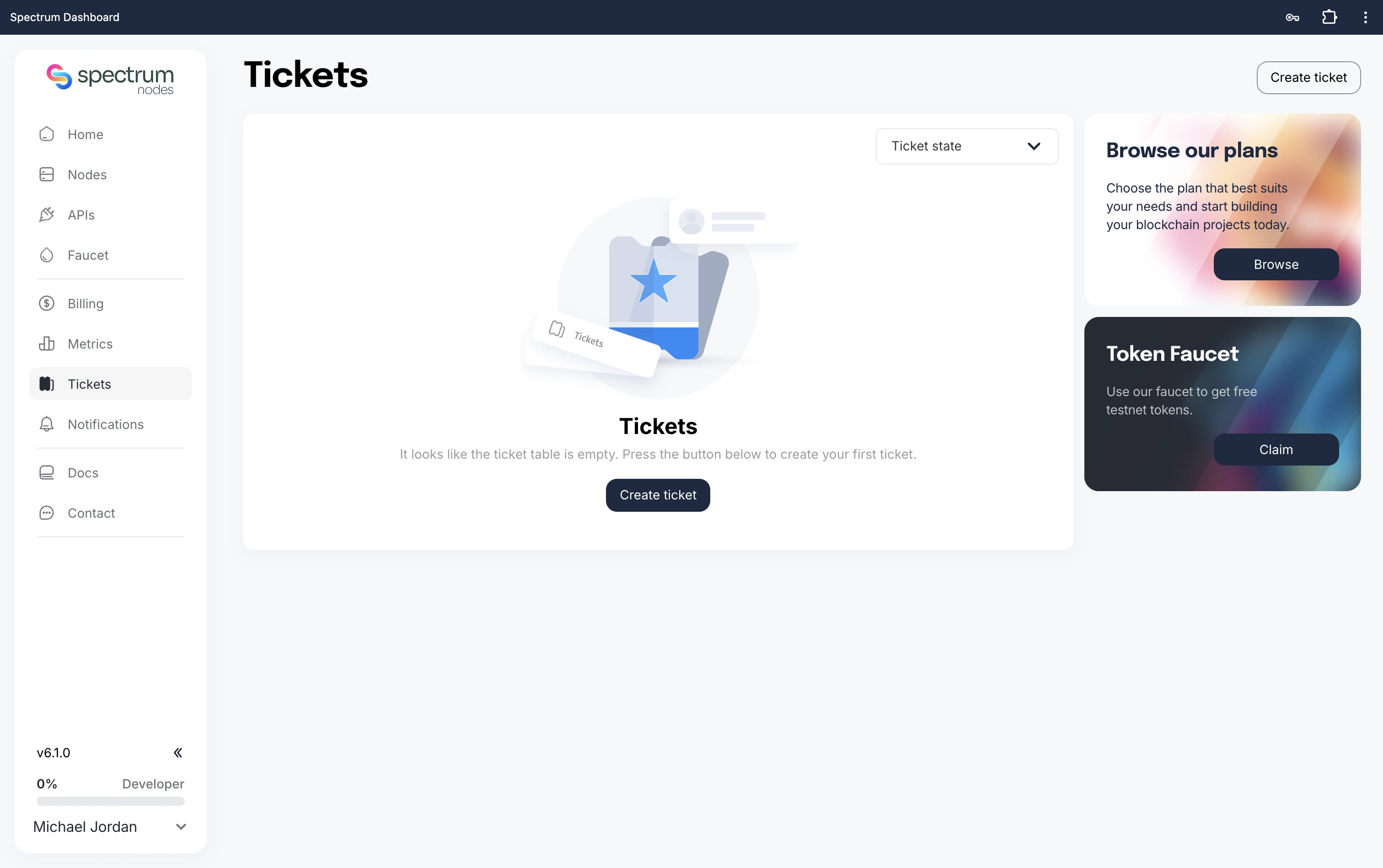 Tickets main view