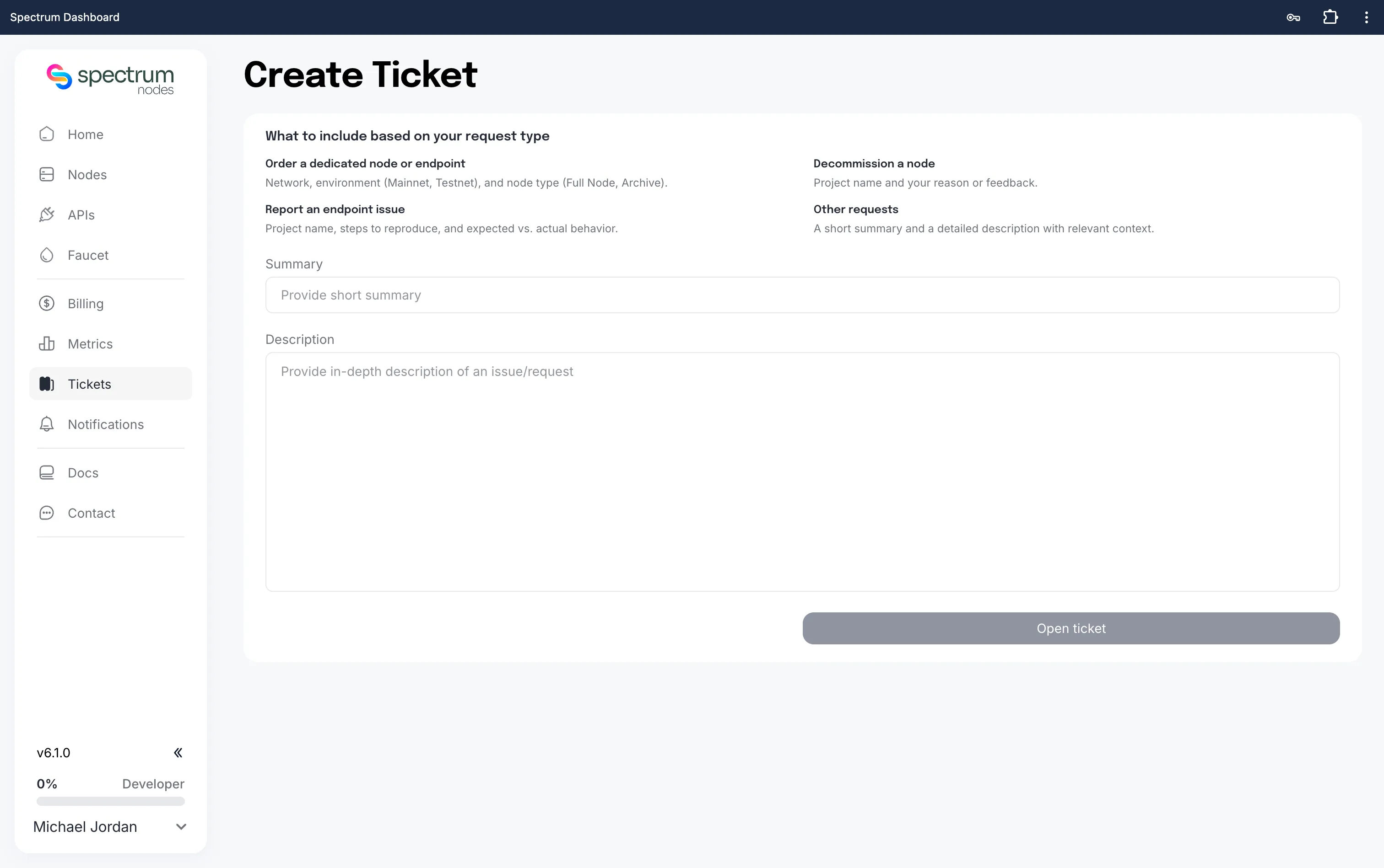 Ticket form
