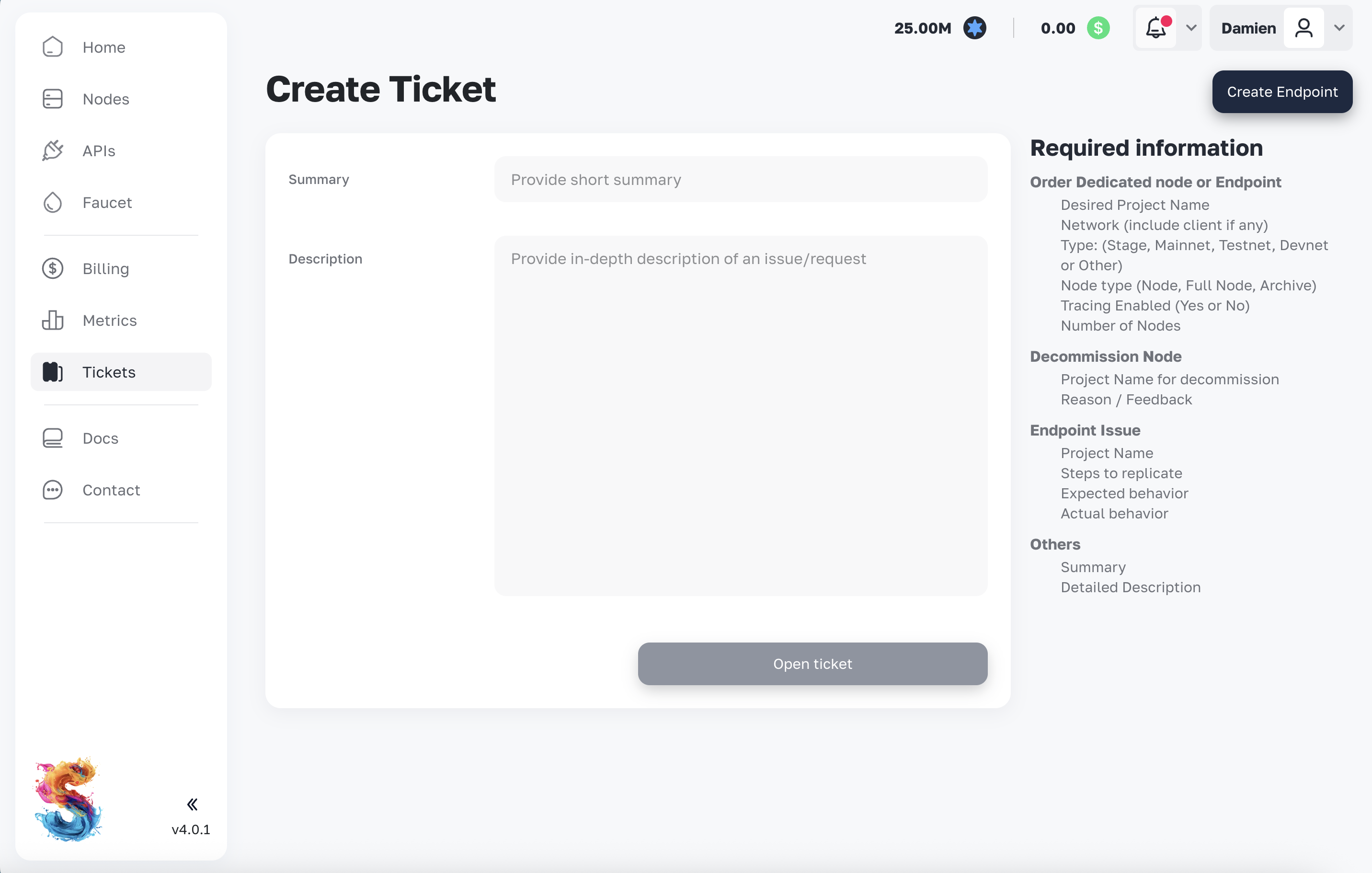 Ticket form
